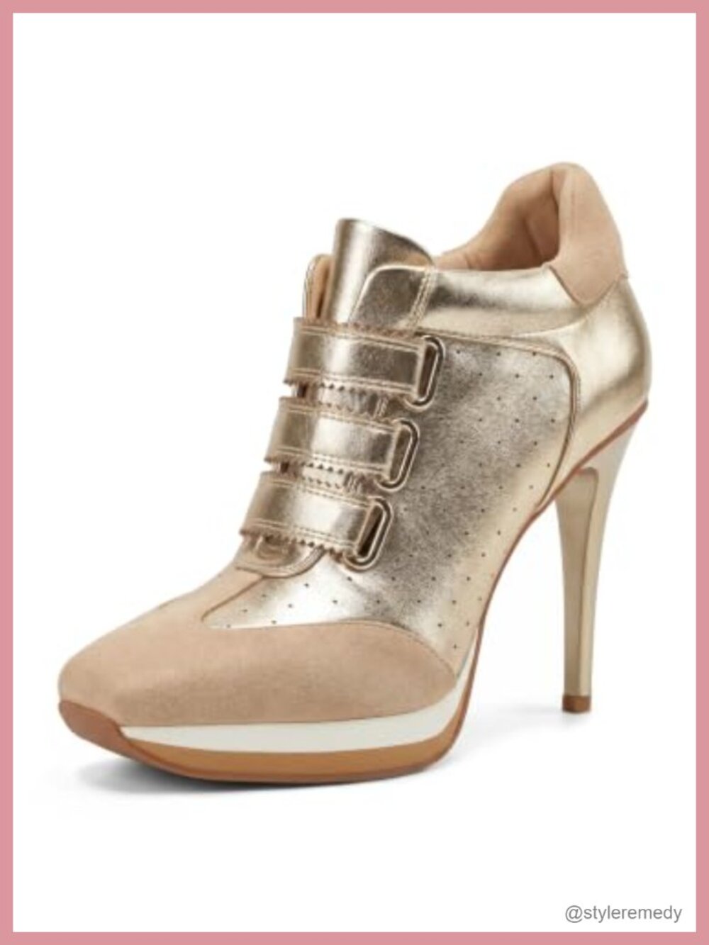Faux Leather Sneaker Heels Stiletto Square Toe Ankle Platform Women Shoes